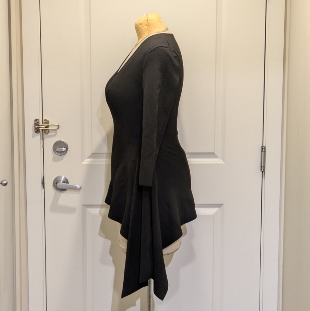 3/$30 EUC Zara Knit L Asymmetrical Black V Neck Viscose Sweater - Picture 5 of 7